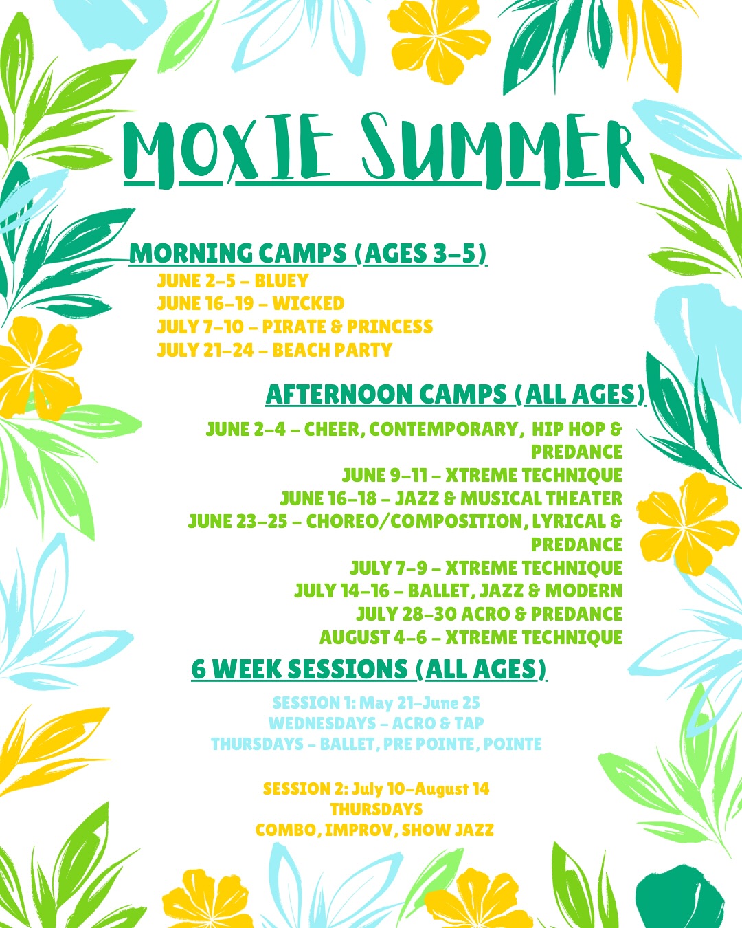 Moxie Summer Class Registration